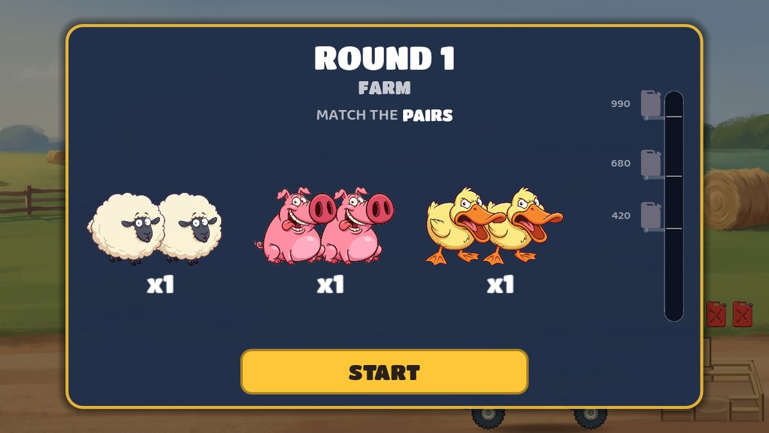 Tiny Matching Zoo — a round opening on the farm: match the pairs