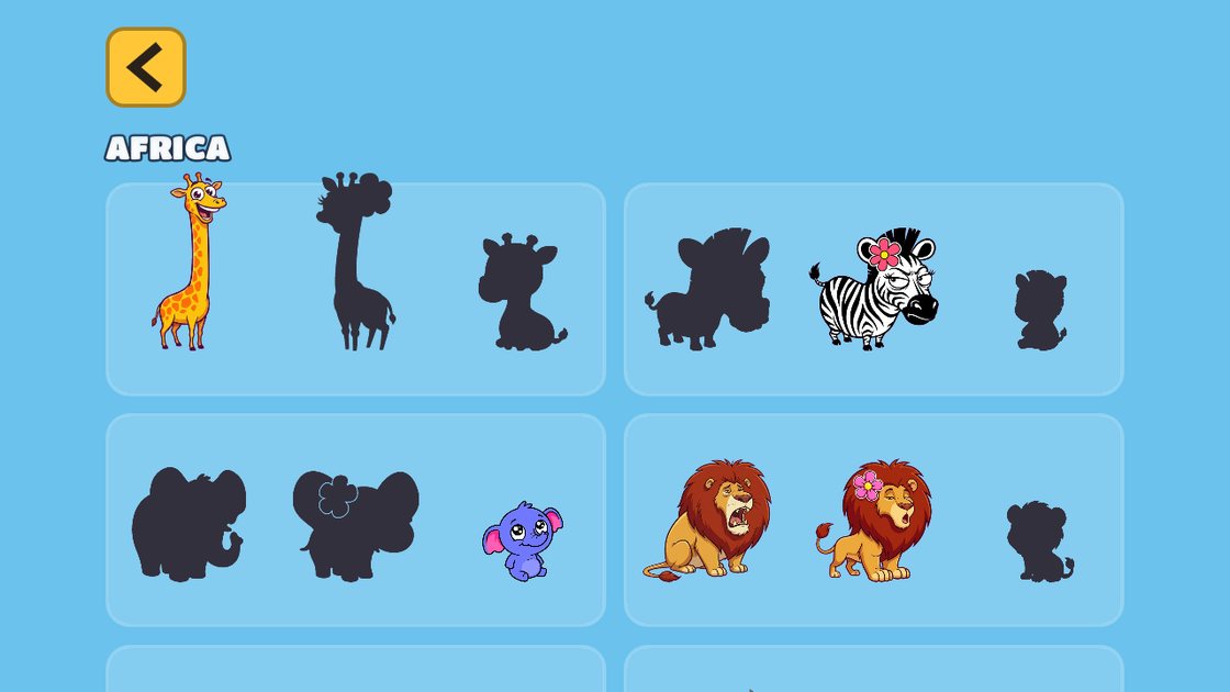 Tiny Matching Zoo — the whole zoo, with animals still to find